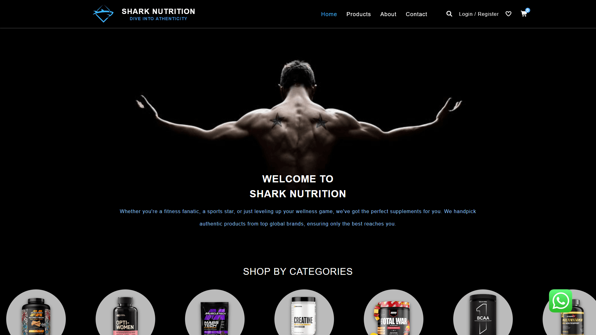 Shark Nutrition – Full-Stack MERN Application (Freelance)