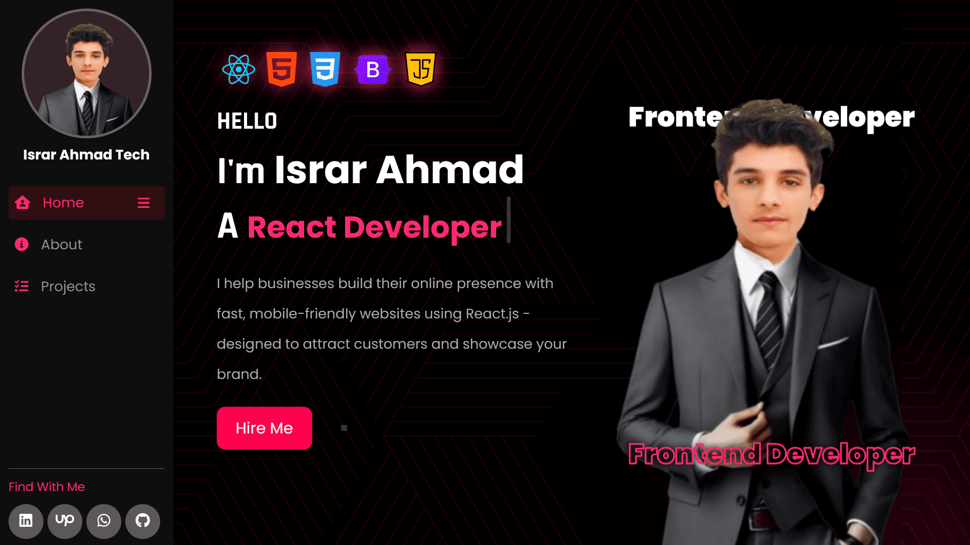 Interactive React Portfolio (Old Version)