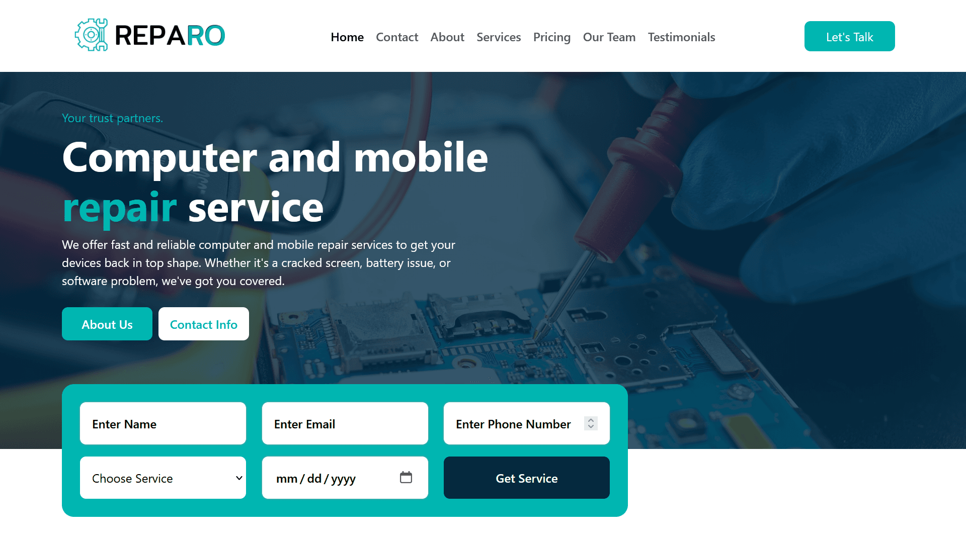 15-Section Animated Landing Page