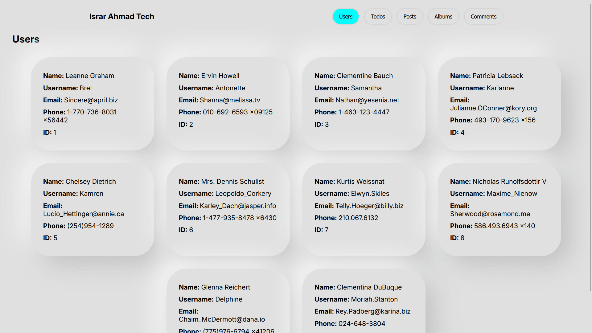 React API Explorer (JSONPlaceholder)
